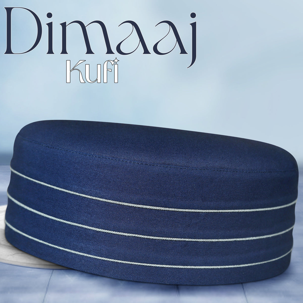 Navy Blue Dimaaj Kufi Elegant Daily Salah Cap