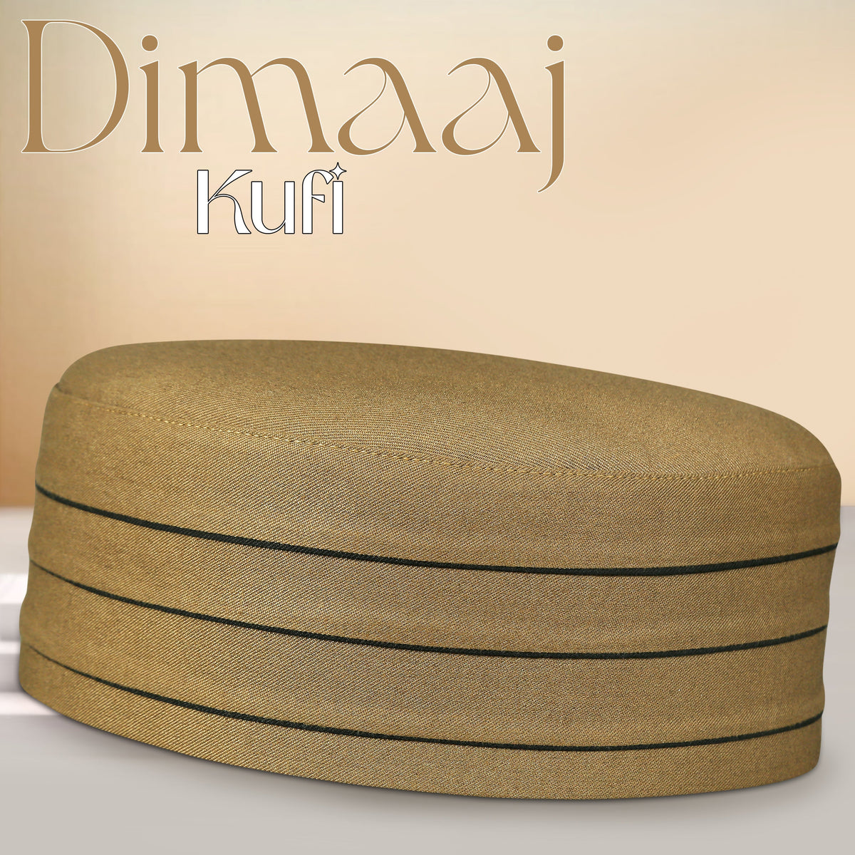 Golden Dimaaj Kufi Classic Embroidered Prayer Hat