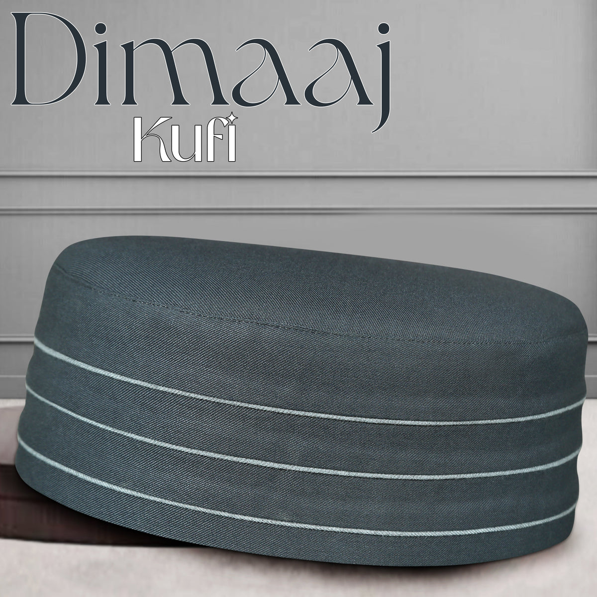 Gray Dimaaj Kufi Soft Comfortable Muslim Skull Cap