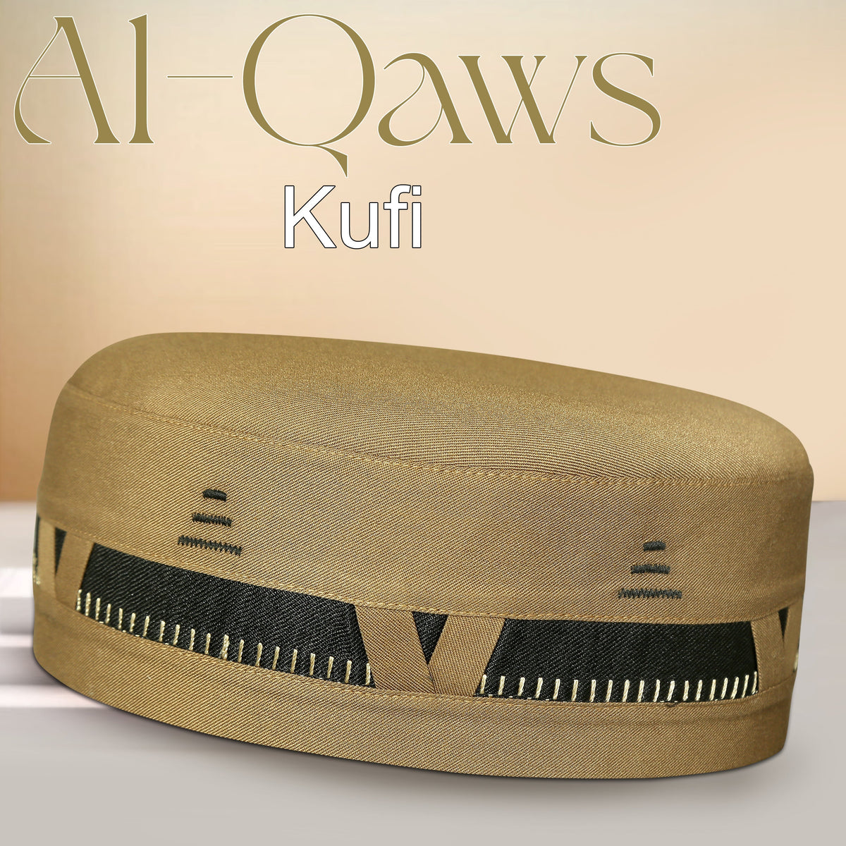 Golden Al-Qaws Kufi Comfortable Traditional Muslim Cap