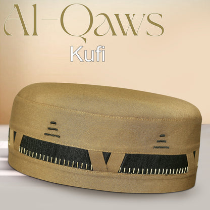 Golden Al-Qaws Kufi Comfortable Traditional Muslim Cap