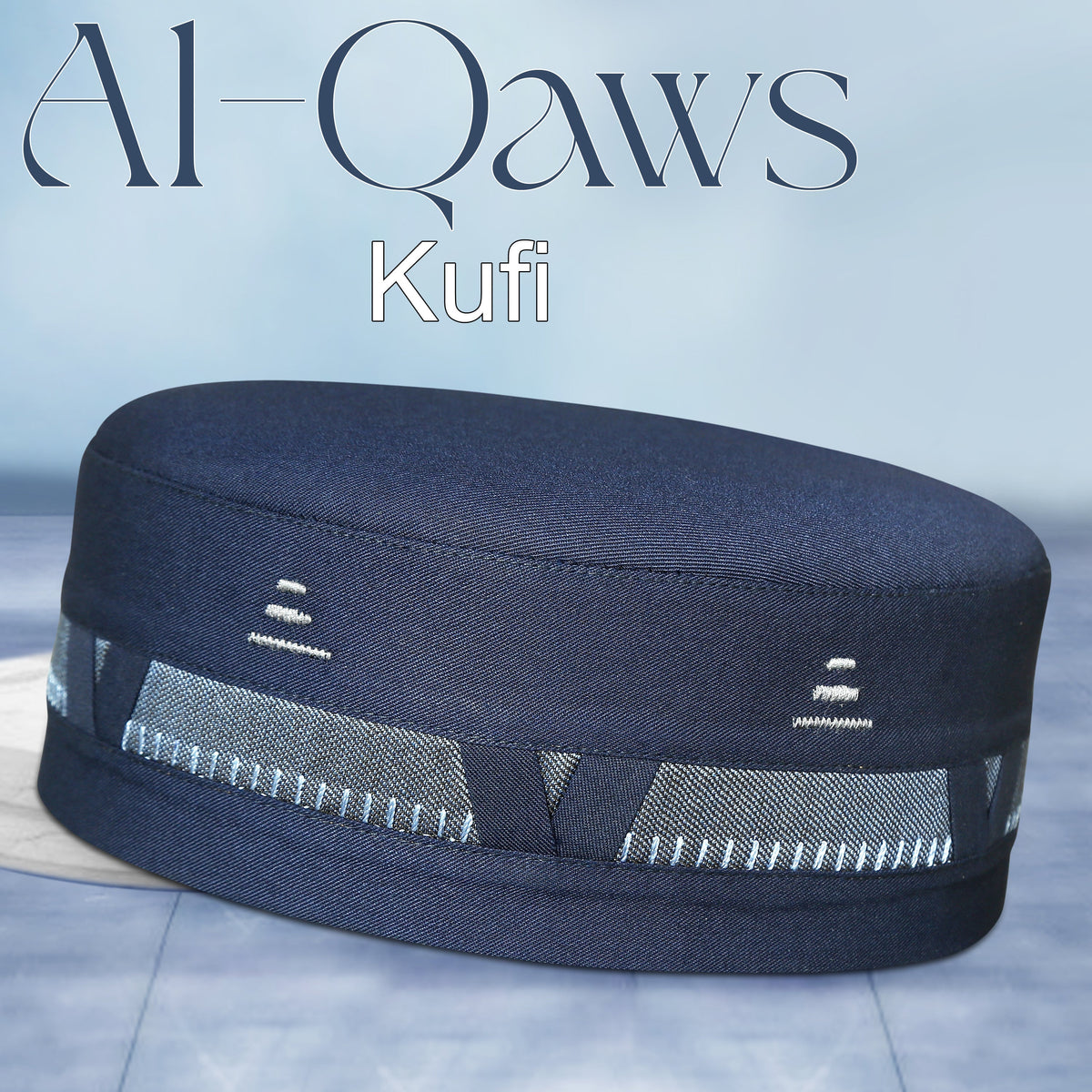 Navy Al-Qaws Kufi Refined Prayer Hat for Men