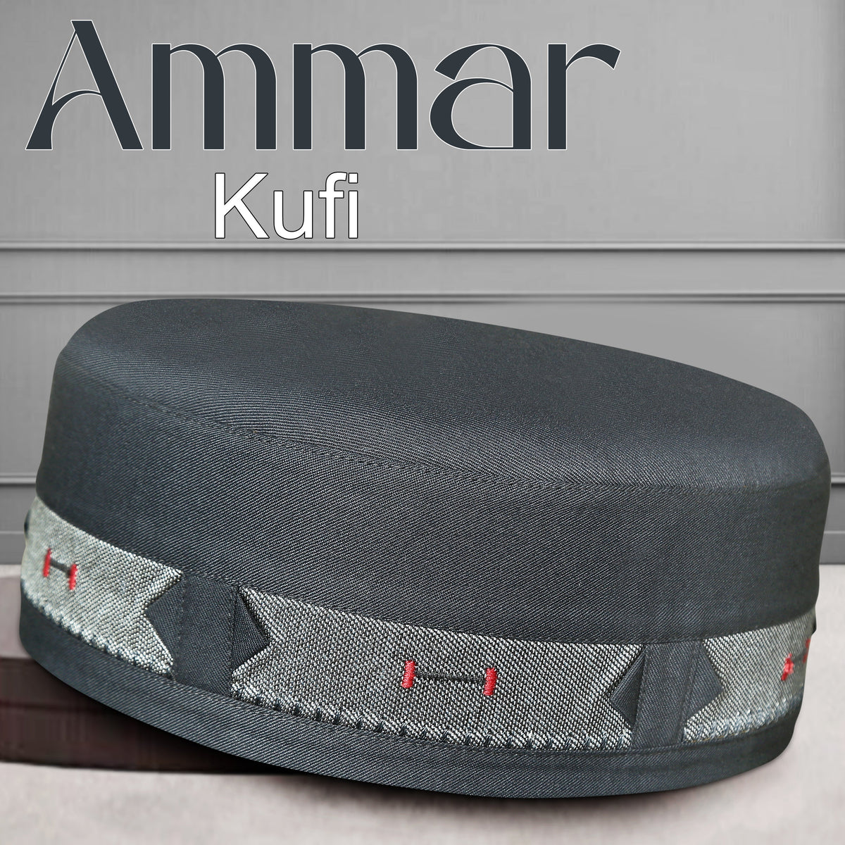 Grey Ammar Kufi Soft Comfortable Islamic Skull Cap