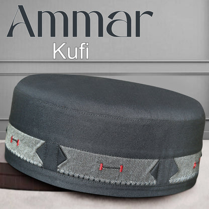 Grey Ammar Kufi Soft Comfortable Islamic Skull Cap