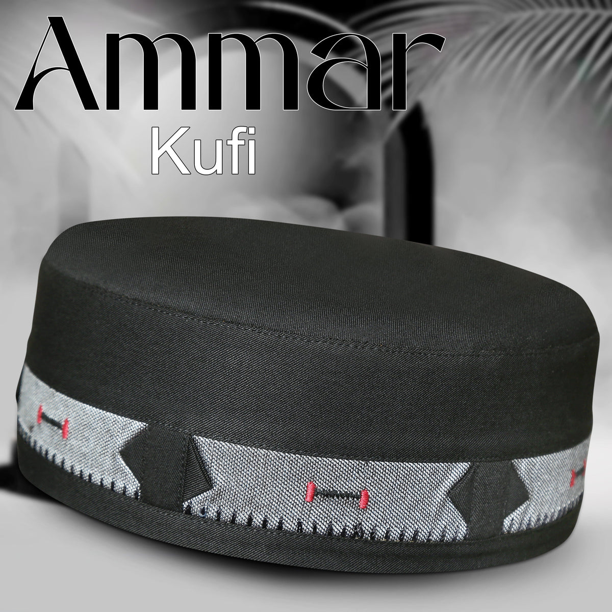 Black Ammar Kufi Premium Islamic Prayer Cap for Men