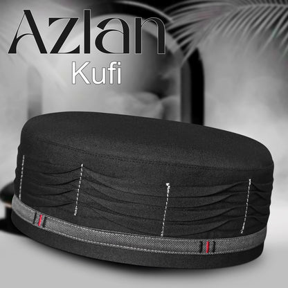 Black Azlan Kufi Premium Breathable Islamic Prayer Cap