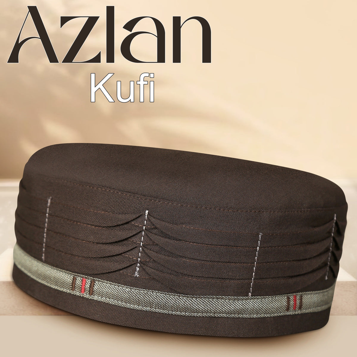 Brown Azlan Kufi Elegant Daily Salah Prayer Cap