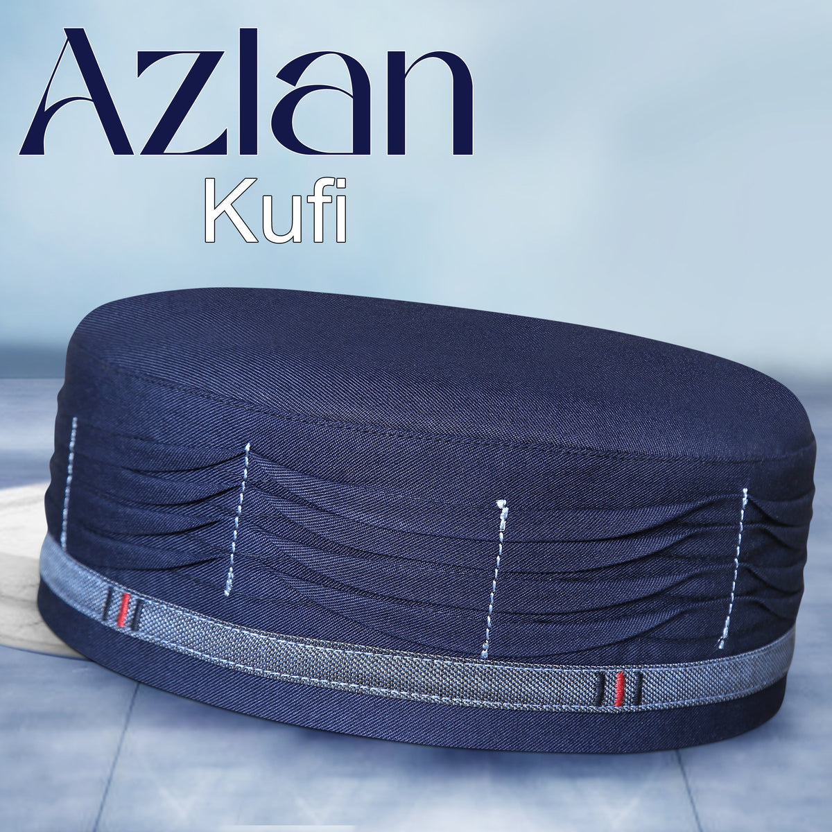 Navy Blue Azlan Kufi Modern Muslim Prayer Hat