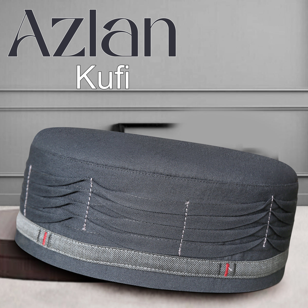 Grey Azlan Kufi Comfortable Islamic Skull Cap