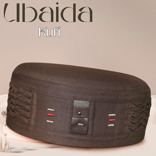 Brown Ubaida Kufi Traditional Muslim Prayer Cap