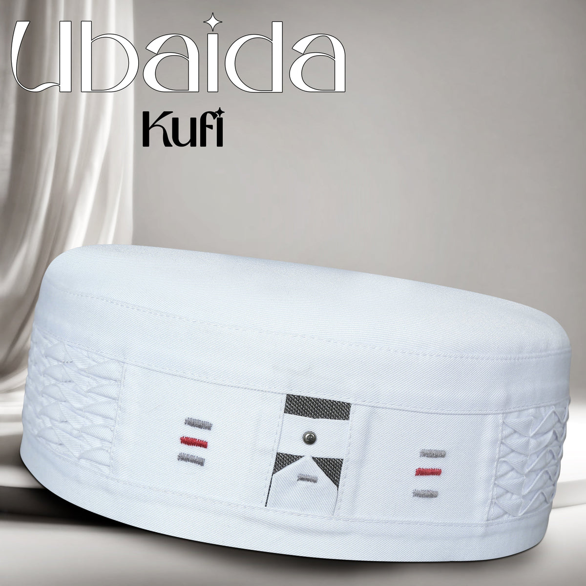 White Ubaida Kufi Classic Muslim Namaz Topi
