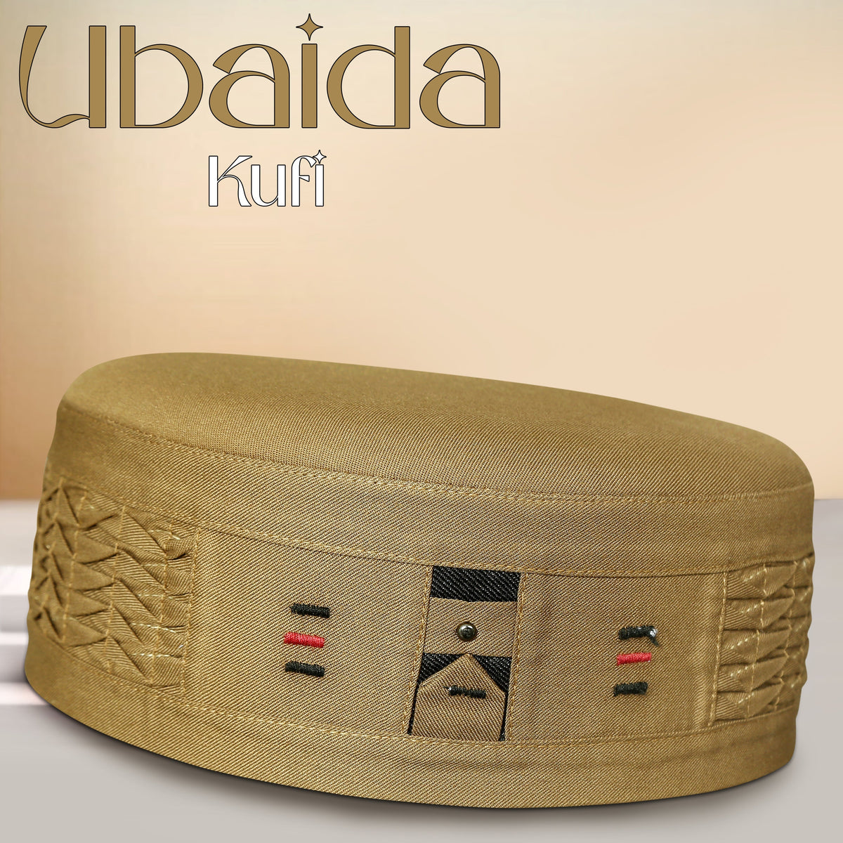 Golden Ubaida Kufi Elegant Soft Fabric Prayer Hat
