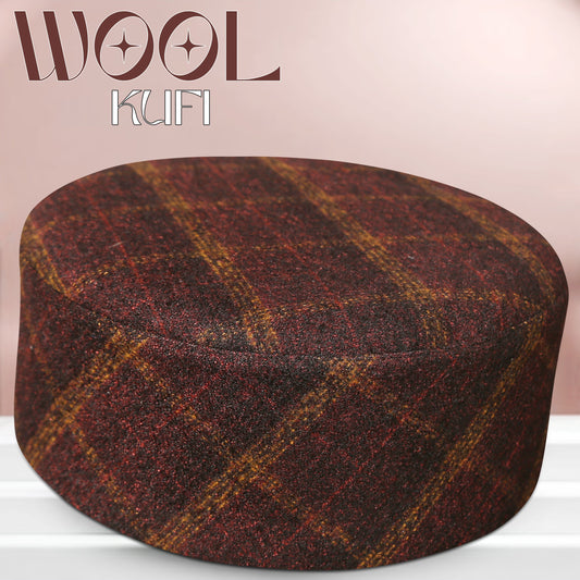 Wool Kufi Traditional Check Design Kufi Hat