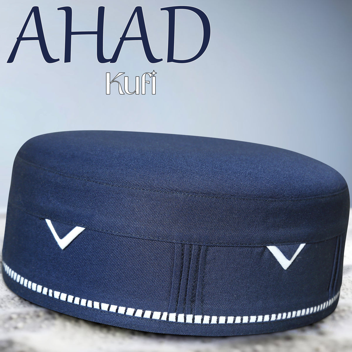 Blue Ahad Kufi Stylish Muslim Prayer Cap