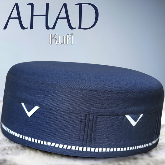 Blue Ahad Kufi Stylish Muslim Prayer Cap