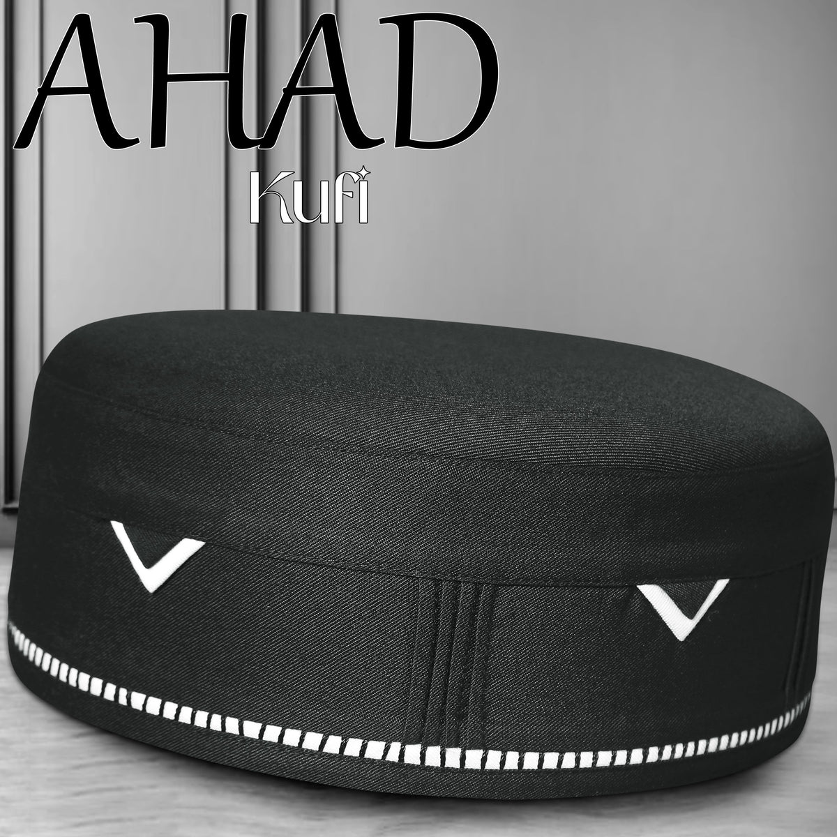 Black Ahad Kufi Premium Namaz Topi for Men