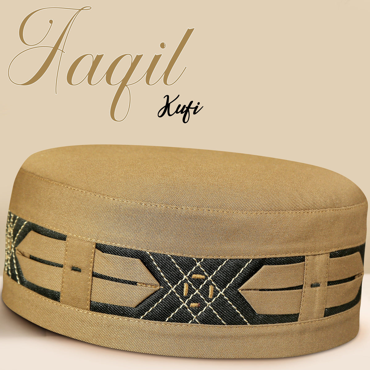 Aaqil Islamic Kufi – Traditional Patterned Muslim Prayer Cap for Men