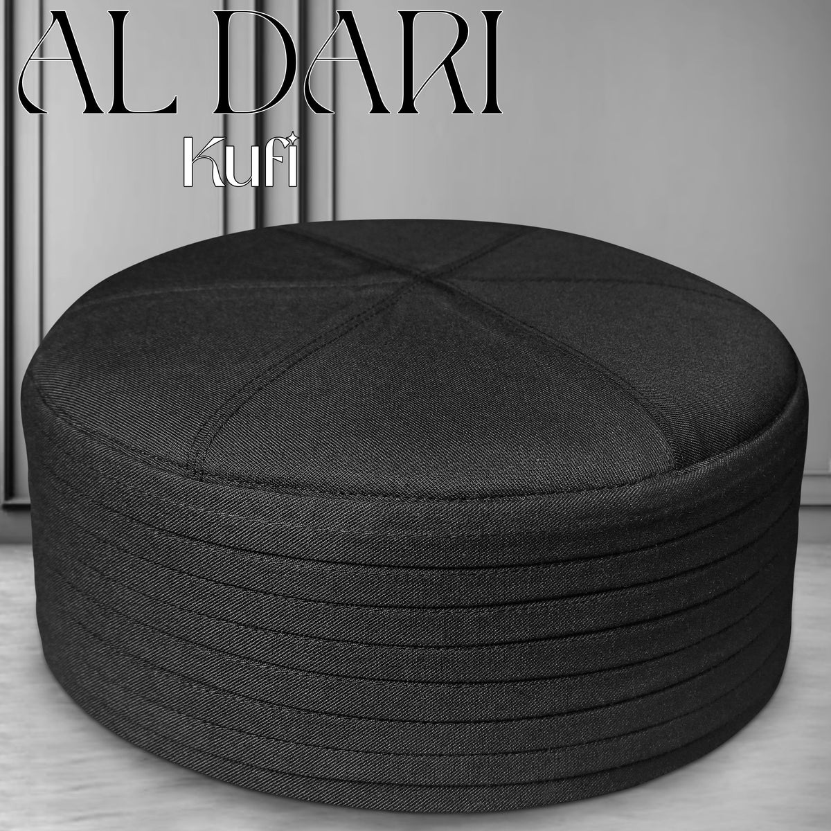 Black Al Dari Kufi Premium Islamic Prayer Cap for Men