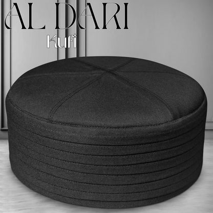 Black Al Dari Kufi Premium Islamic Prayer Cap for Men