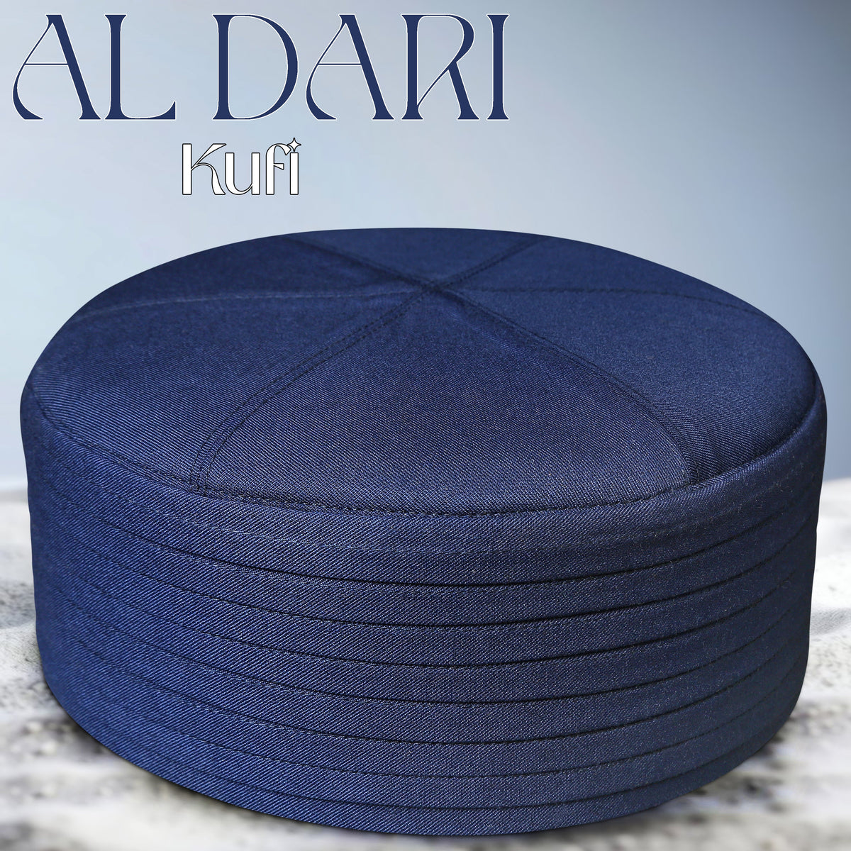 Blue Al Dari Kufi Elegant Polyester Cotton Skull Cap