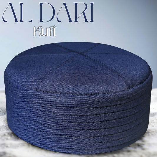Blue Al Dari Kufi Elegant Polyester Cotton Skull Cap