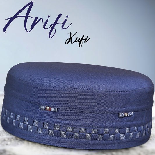 Arifi Patterned Kufi – Soft Polyester Cotton Islamic Prayer Cap for Men