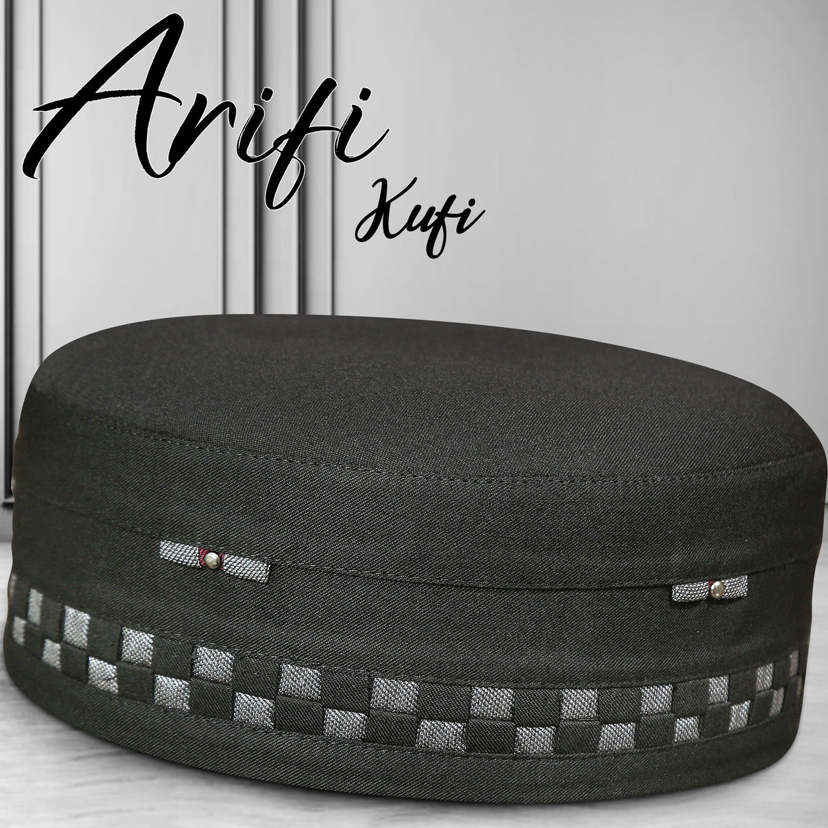 Arifi Patterned Kufi – Soft Polyester Cotton Islamic Prayer Cap for Men