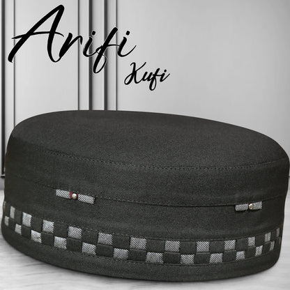 Arifi Patterned Kufi – Soft Polyester Cotton Islamic Prayer Cap for Men