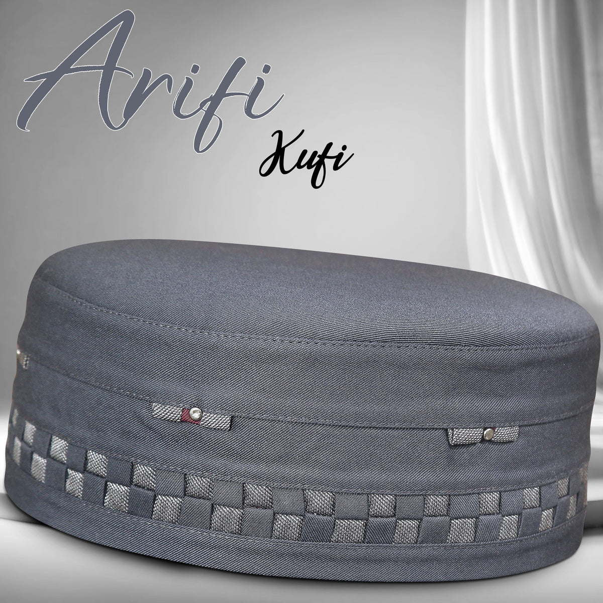 Arifi Patterned Kufi – Soft Polyester Cotton Islamic Prayer Cap for Men