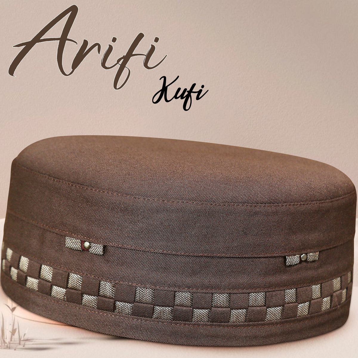 Arifi Patterned Kufi – Soft Polyester Cotton Islamic Prayer Cap for Men