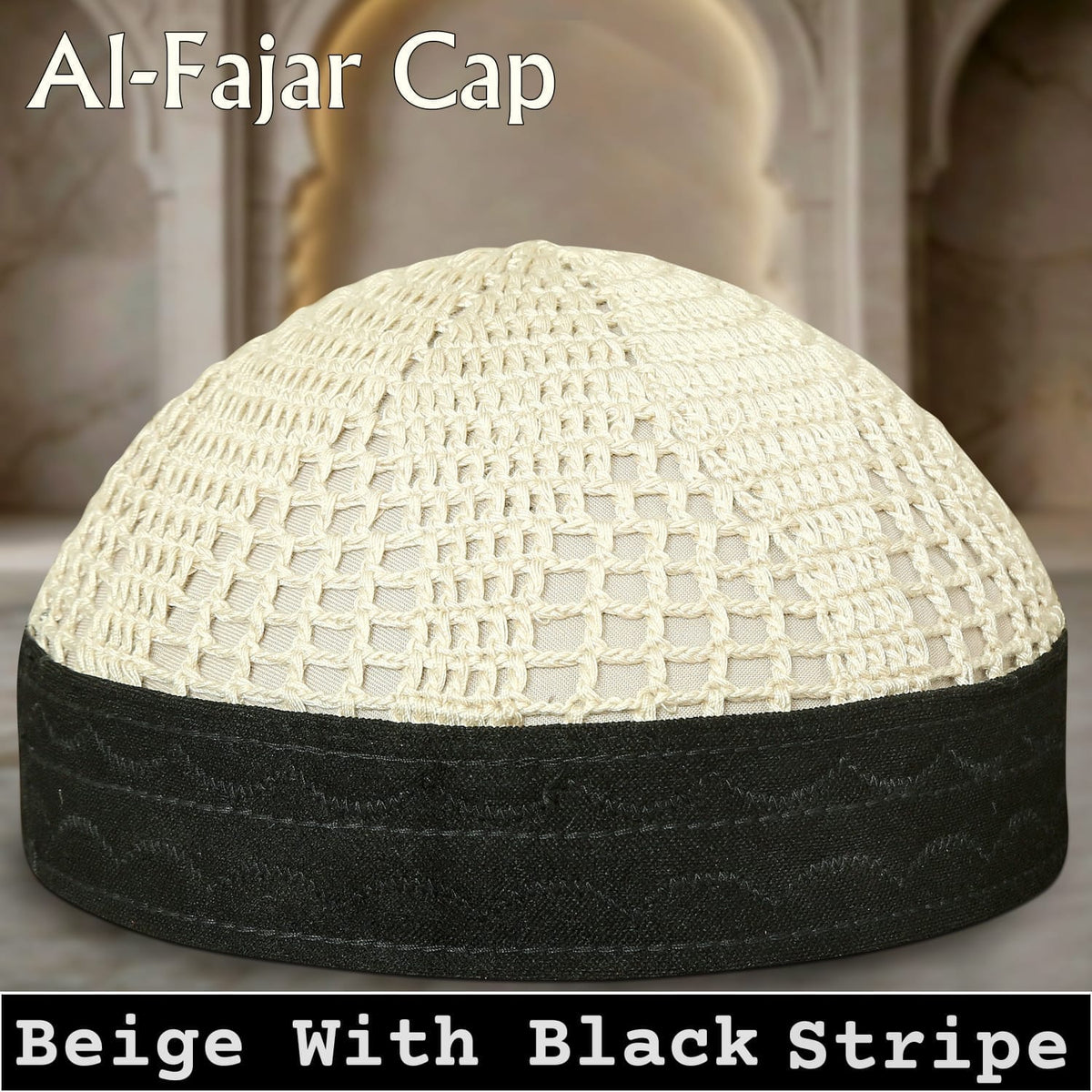 Al-Fajar Premium Knitted Kufi – Poly-Cotton Mesh Islamic Prayer Hat