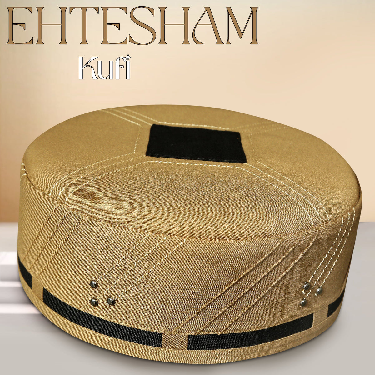 Golden Ehtesham Kufi with Intricate Embroidered Design