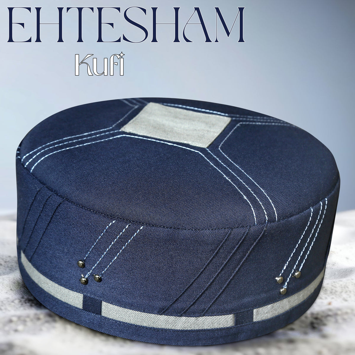 Blue Ehtesham Kufi Fine Embroidery and Premium Craftsmanship
