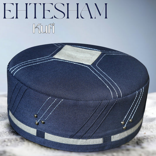Blue Ehtesham Kufi Fine Embroidery and Premium Craftsmanship