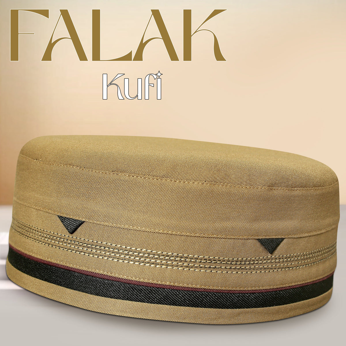 Golden  Falak Kufi Premium Namaz Topi for Men