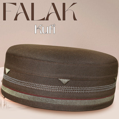 Brown Falak Kufi Premium Islamic Prayer Cap for Men