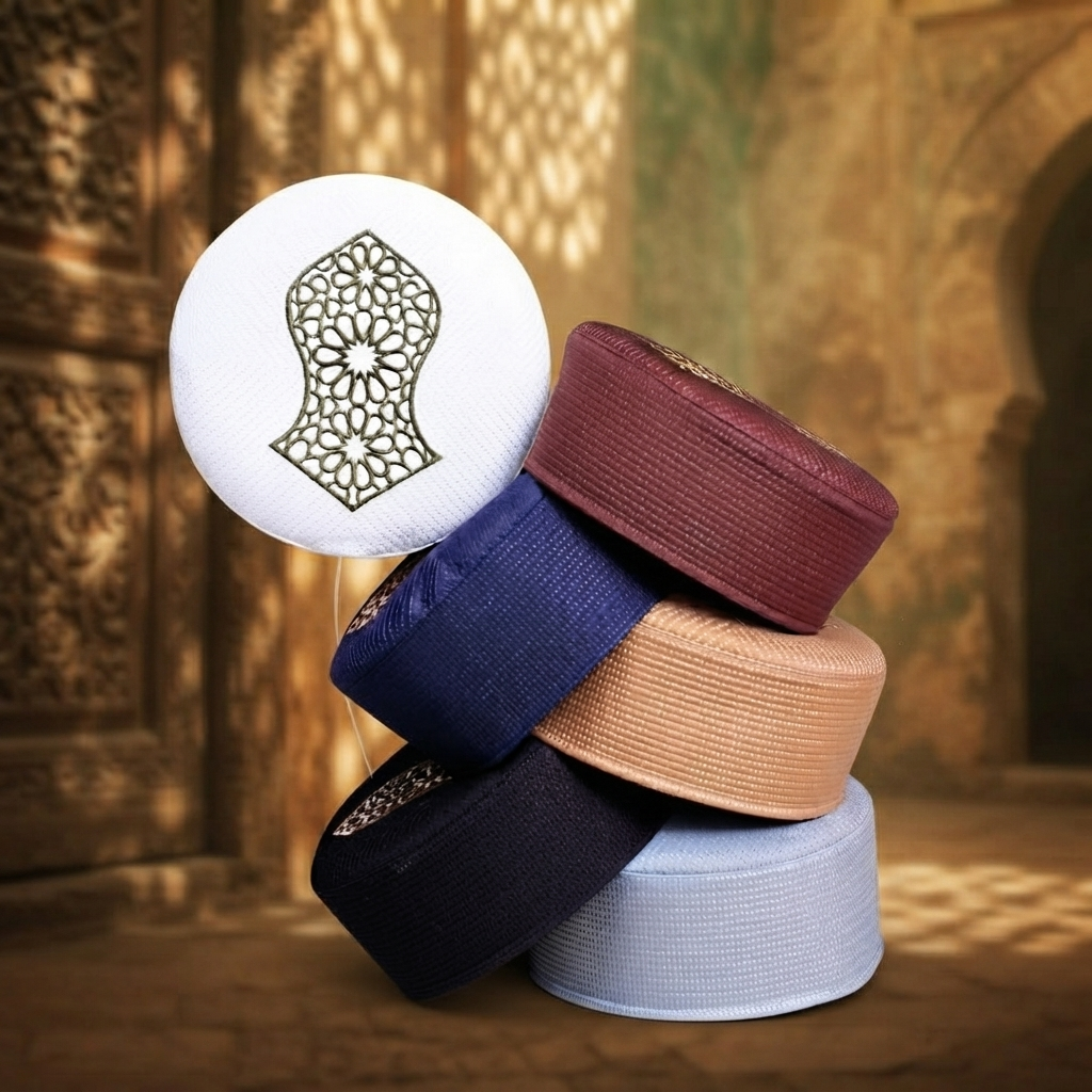Mearaas Nalain Koofi – Premium Embroidered Islamic Prayer Cap for Men