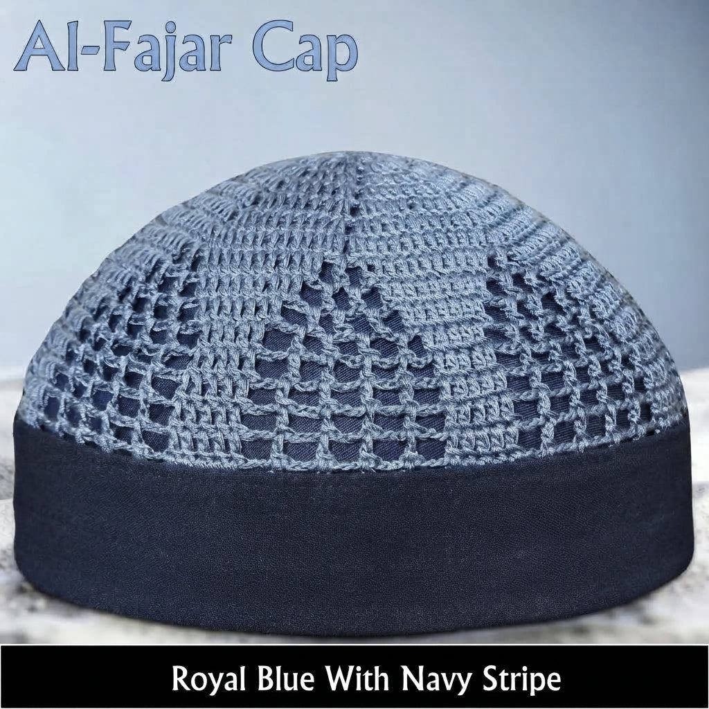 Al-Fajar Premium Knitted Kufi – Poly-Cotton Mesh Islamic Prayer Hat