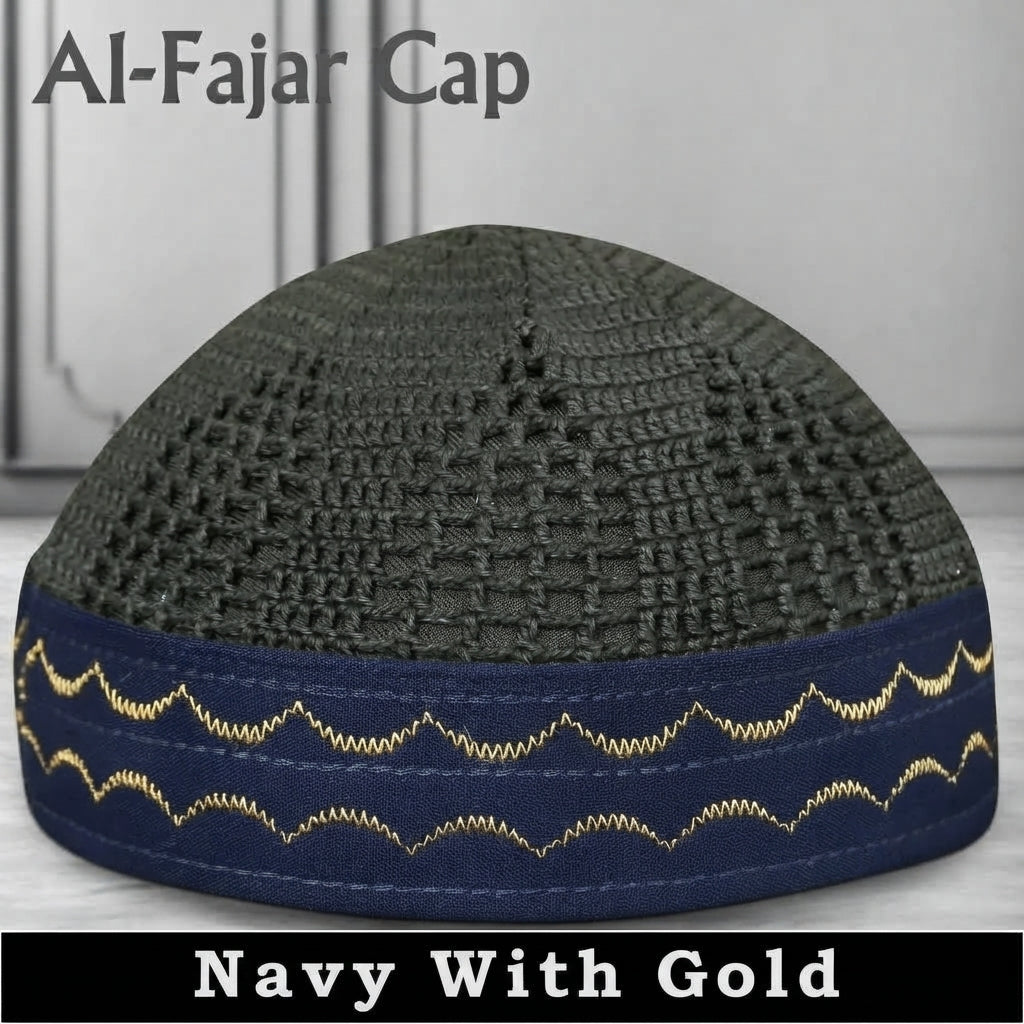 Al-Fajar Premium Knitted Kufi – Poly-Cotton Mesh Islamic Prayer Hat