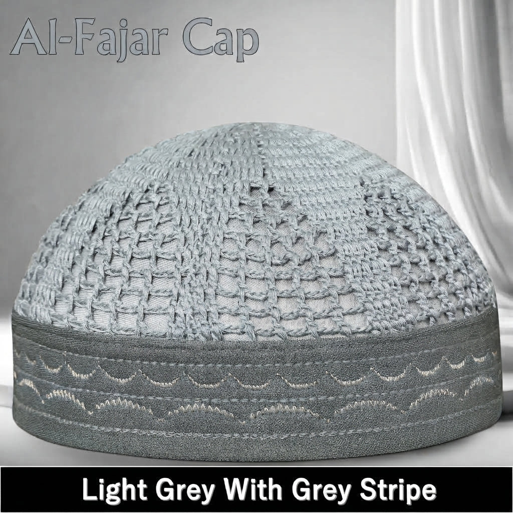 Al-Fajar Premium Knitted Kufi – Poly-Cotton Mesh Islamic Prayer Hat