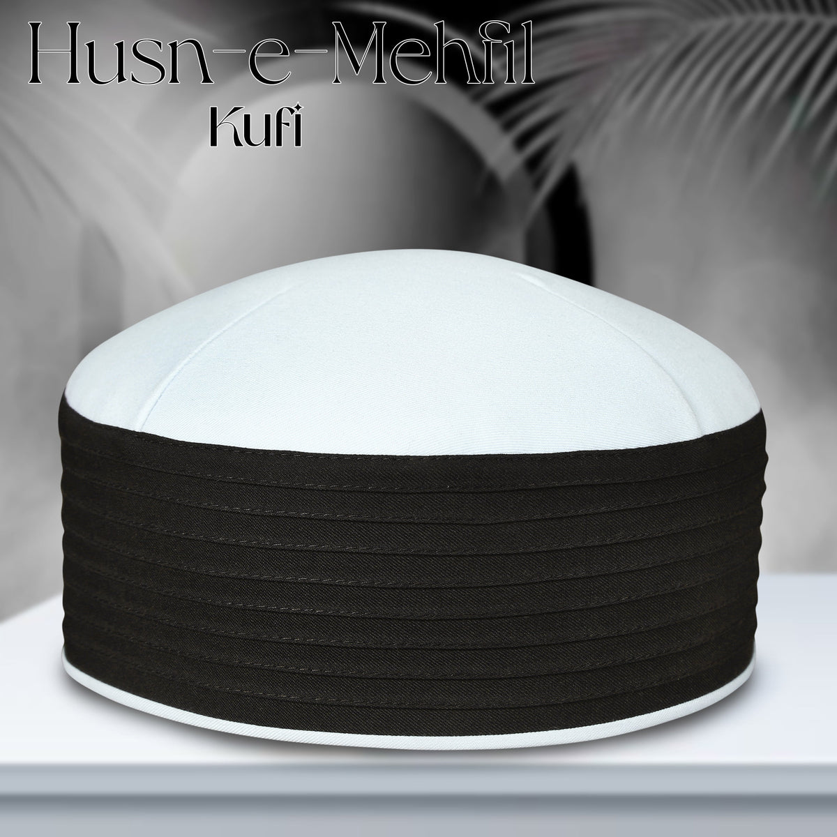 Black & White Husn-e-Mehfil Classic Salah Kufi Hat