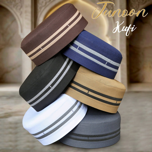 Junoon Kufi Cap – Soft Muslim Prayer Cap for Men for Summer Wear