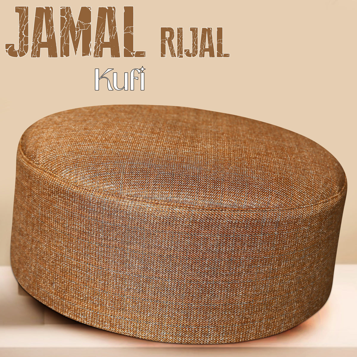 Golden Jamal Rijal Kufi Premium Embroidered Prayer Cap