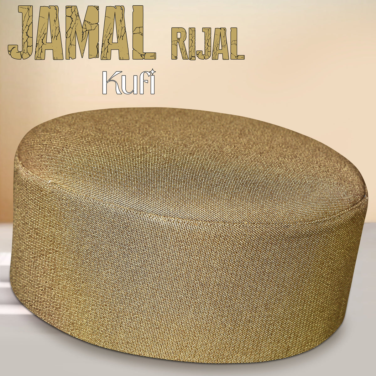 Golden Jamal Rijal Kufi Premium Embroidered Prayer Cap