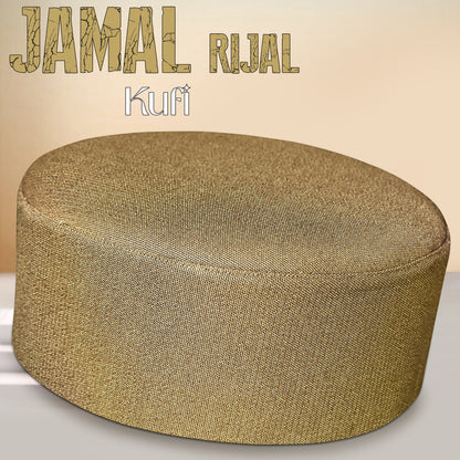 Golden Jamal Rijal Kufi Premium Embroidered Prayer Cap