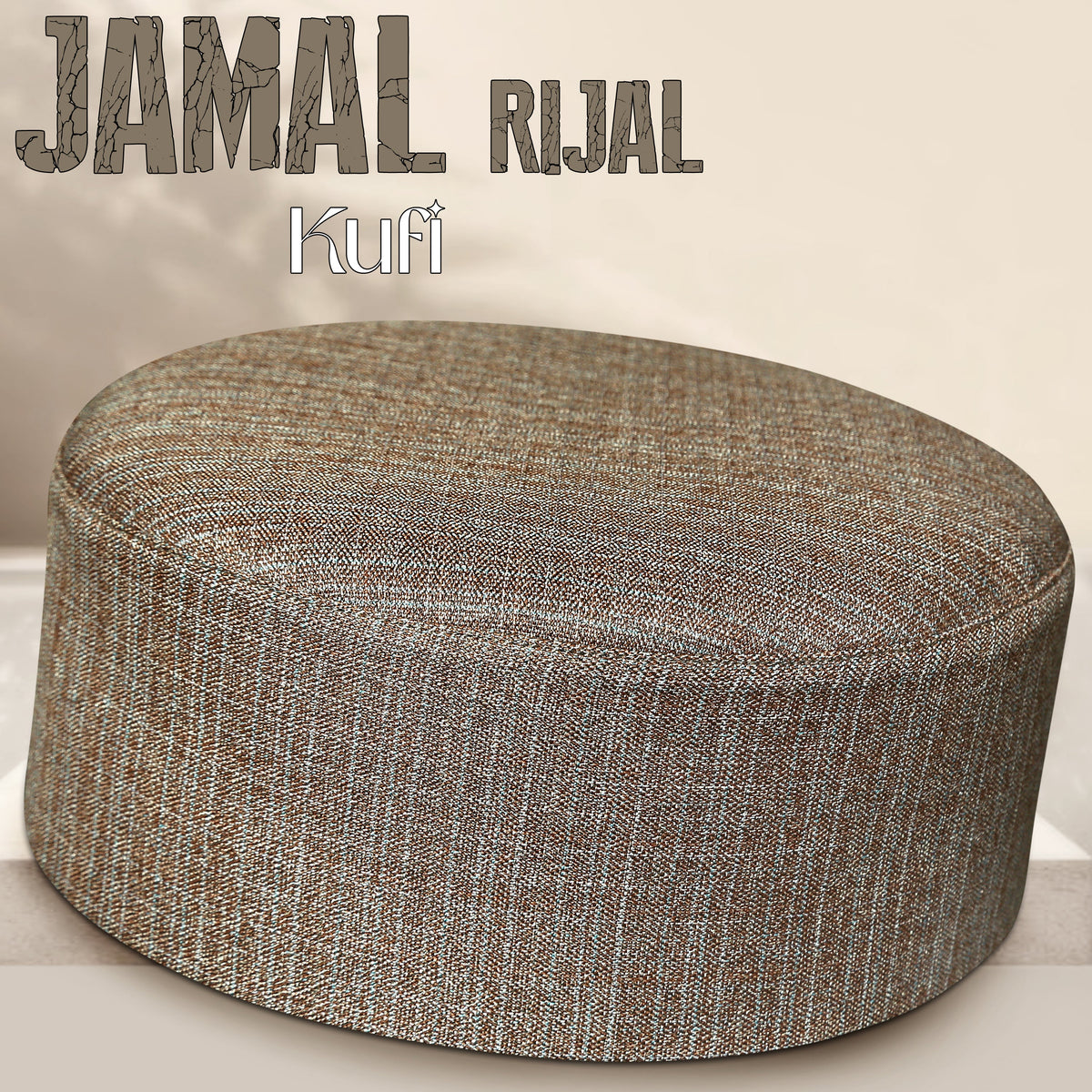 Brown Jamal Rijal Kufi Elegant Traditional Prayer Hat