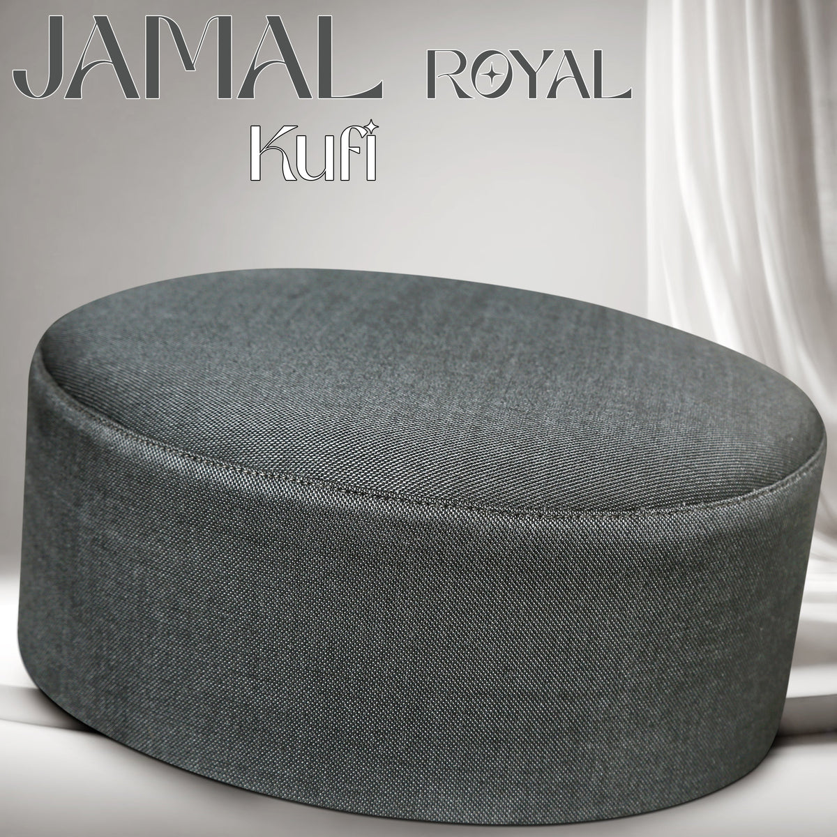 Gray Jamal Royal Kufi Classic Muslim Skull Cap