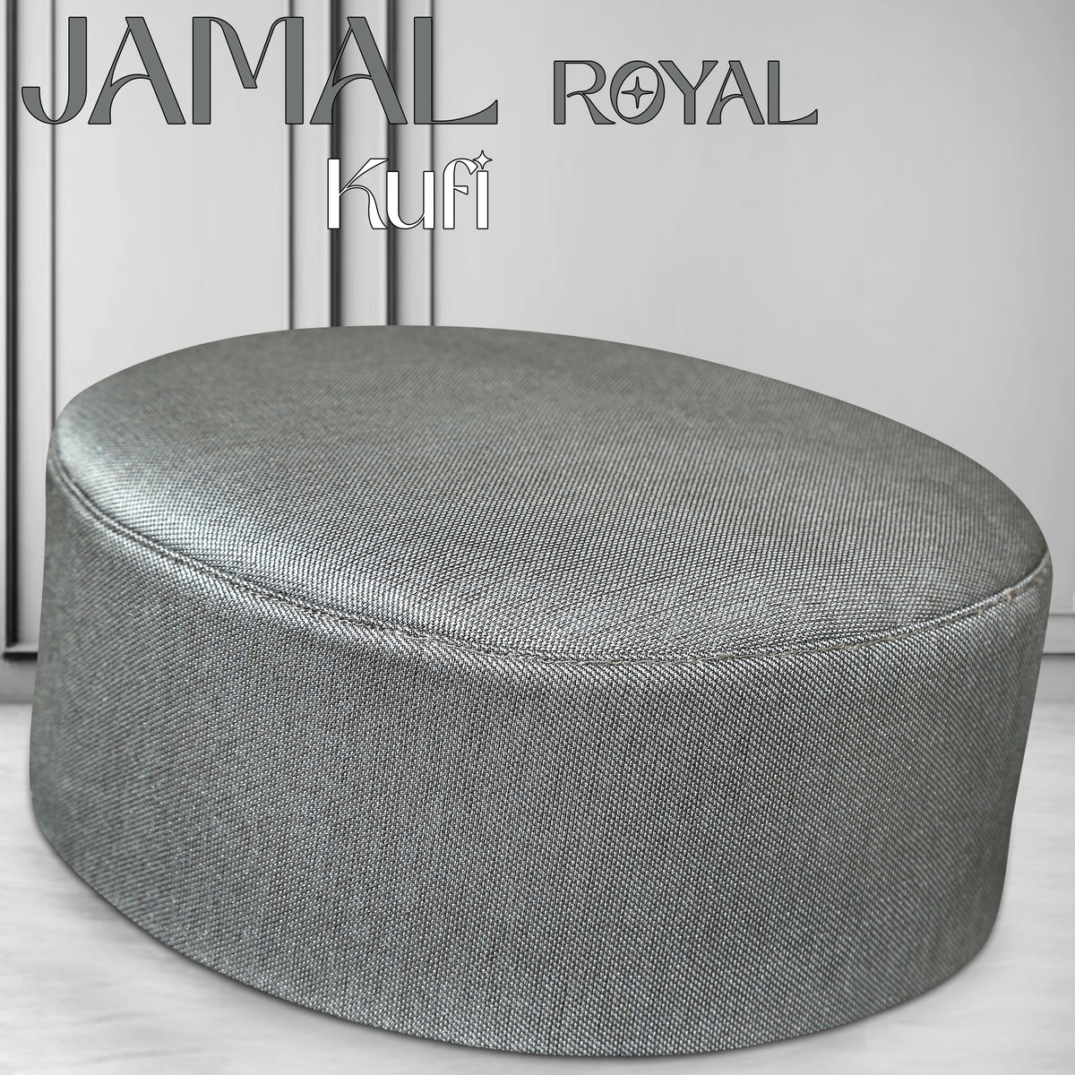 Gray Jamal Royal Kufi Classic Muslim Skull Cap