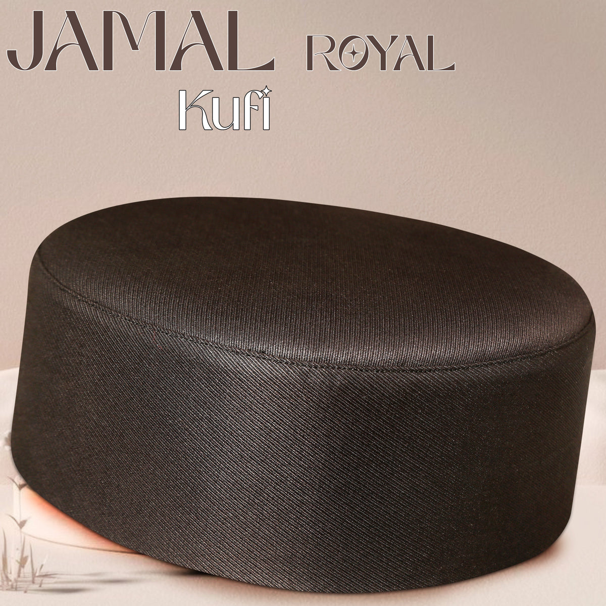 Black Jamal Royal Kufi Premium Soft Textured Prayer Cap