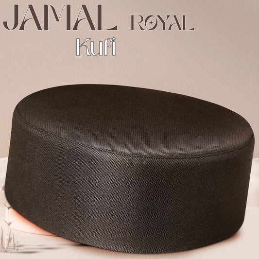 Black Jamal Royal Kufi Premium Soft Textured Prayer Cap